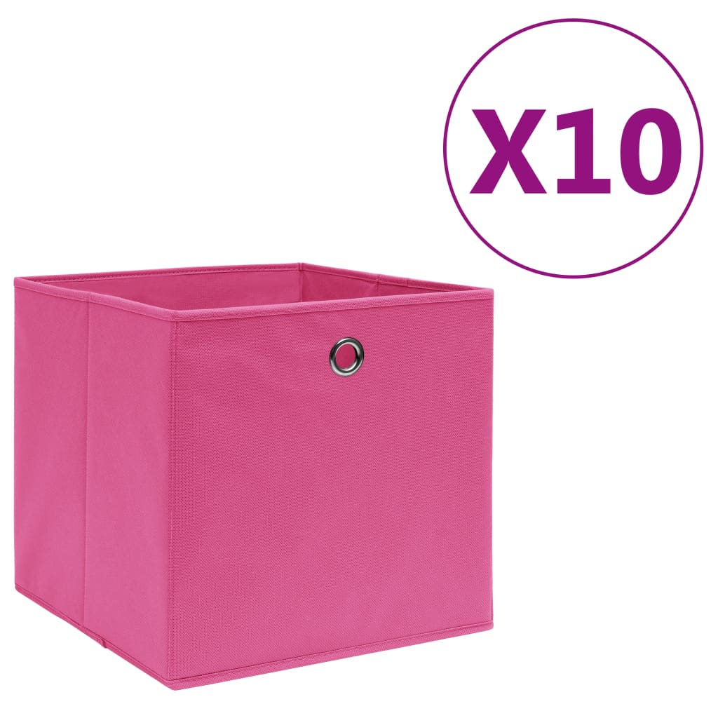 vidaXL Oppbevaringsbokser 10 stk ikke-vevet stoff 28x28x28 cm rosa