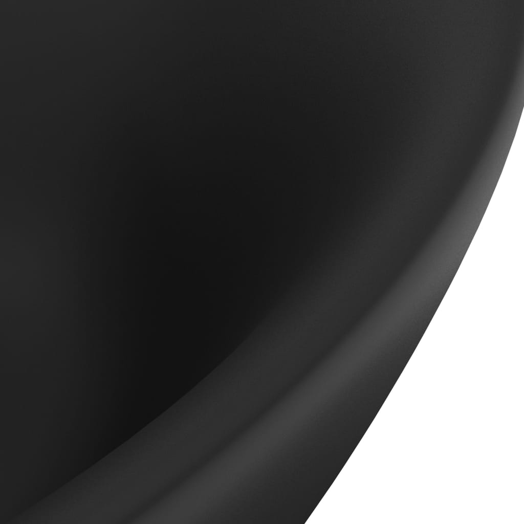 vidaXL Luksuriøs servant overløp oval matt svart 58,5x39 cm keramisk