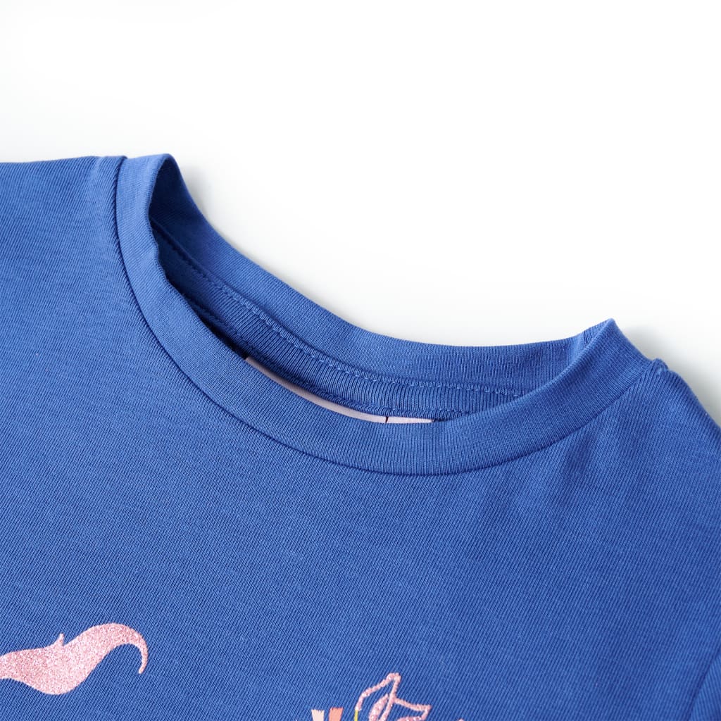 T-skjorte for barn koboltblå 140
