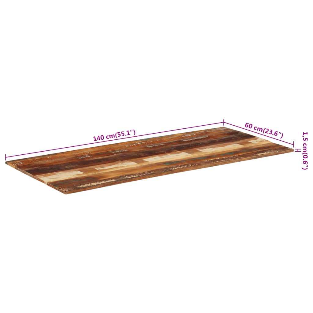 vidaXL Rektangulær bordplate 60x140 cm 15-16 mm gjenvunnet heltre