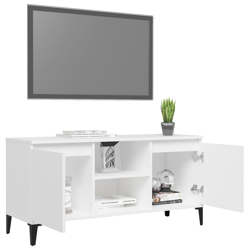 vidaXL TV-benk med metallben hvit 103,5x35x50 cm