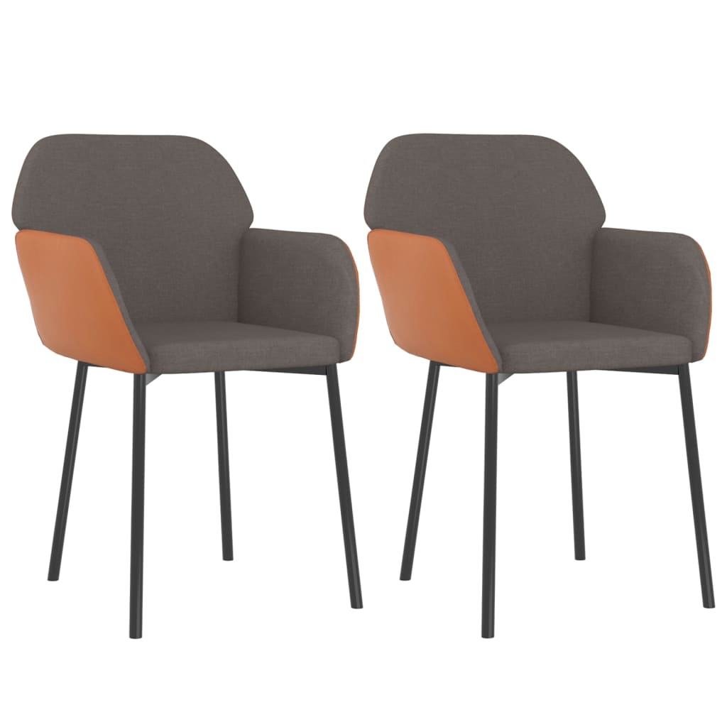 vidaXL Spisestoler 2 stk mørkegrå stoff og kunstskinn