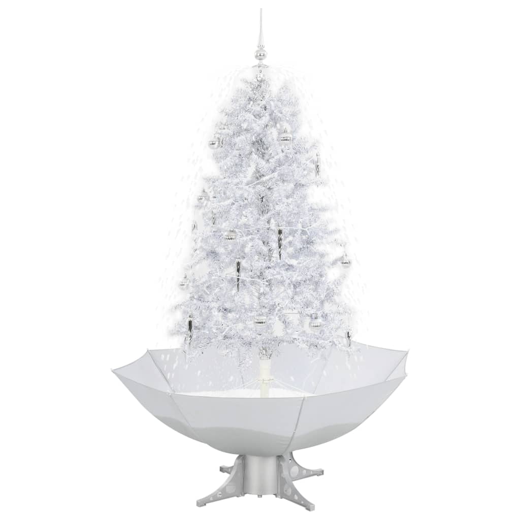 vidaXL Kunstig juletre med snø og paraplyfot hvit 170 cm