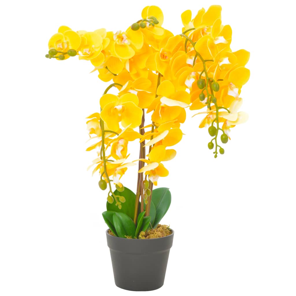 vidaXL Kunstig orkidè med potte gul 60 cm