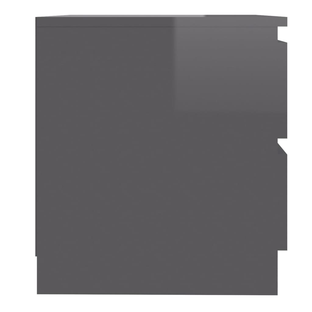 vidaXL Nattbord 2 stk høyglans grå 50x39x43,5 cm sponplate