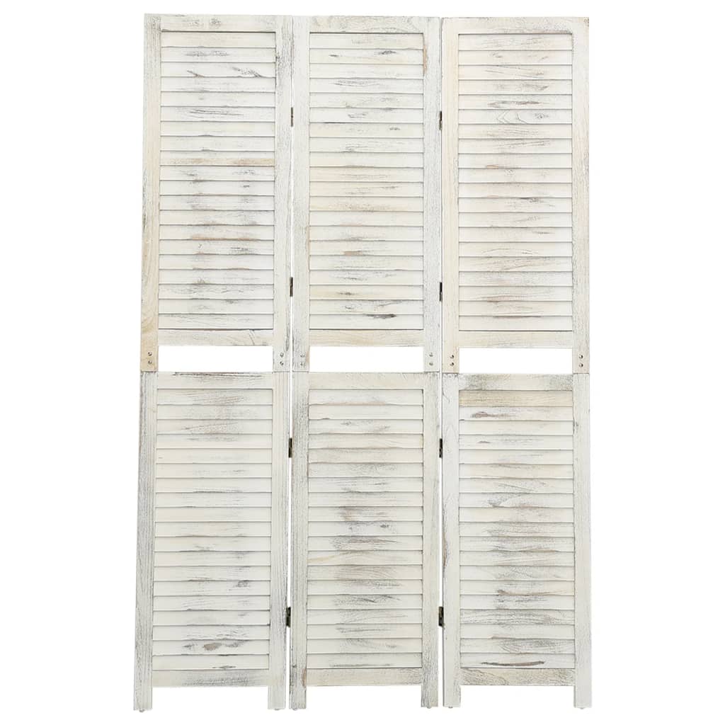 vidaXL Romdeler 3 paneler antikk hvit 105x165 cm tre