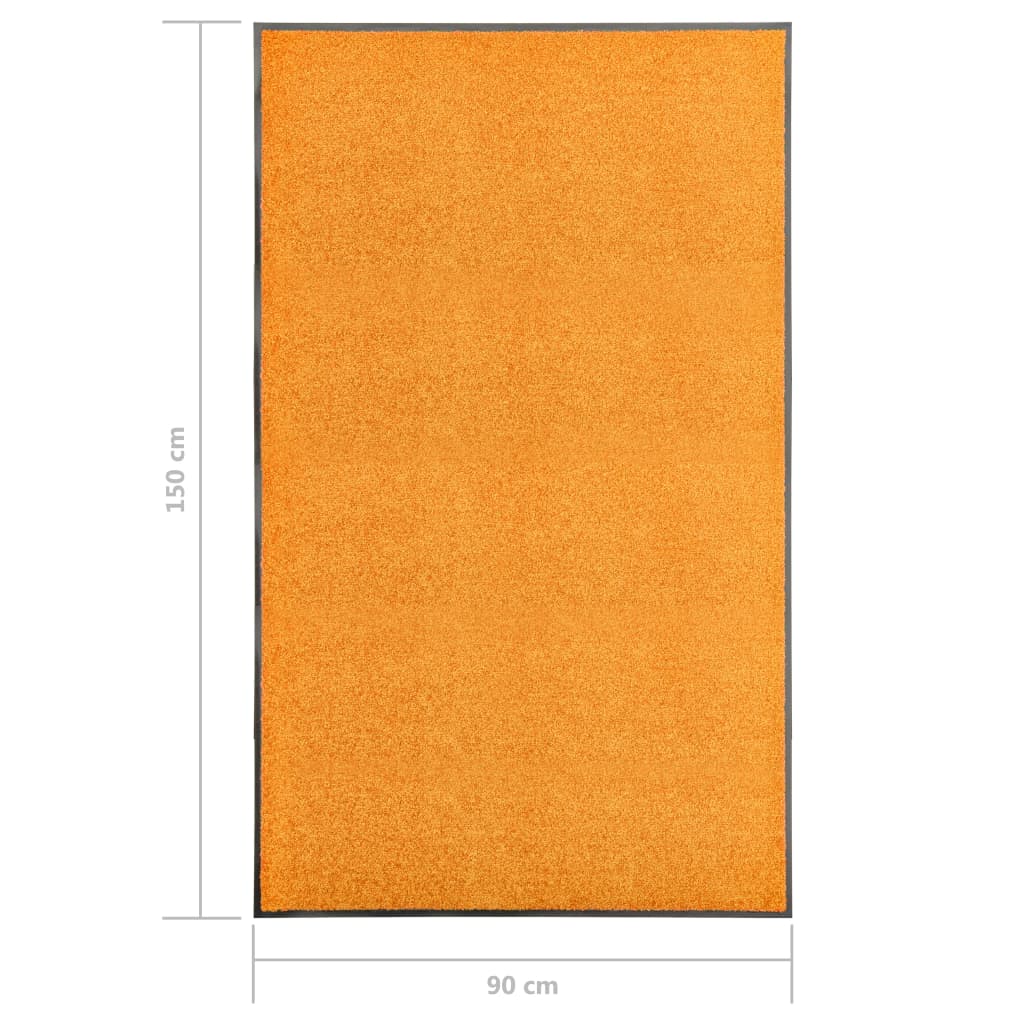 vidaXL Dørmatte vaskbar oransje 90x150 cm
