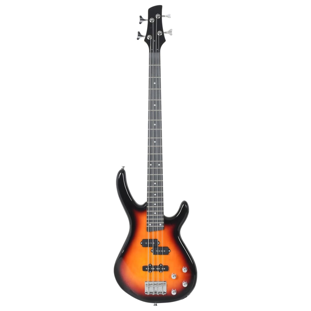 vidaXL Elektrisk bassgitar for nybegynnere veske brun svart 4/4 46"