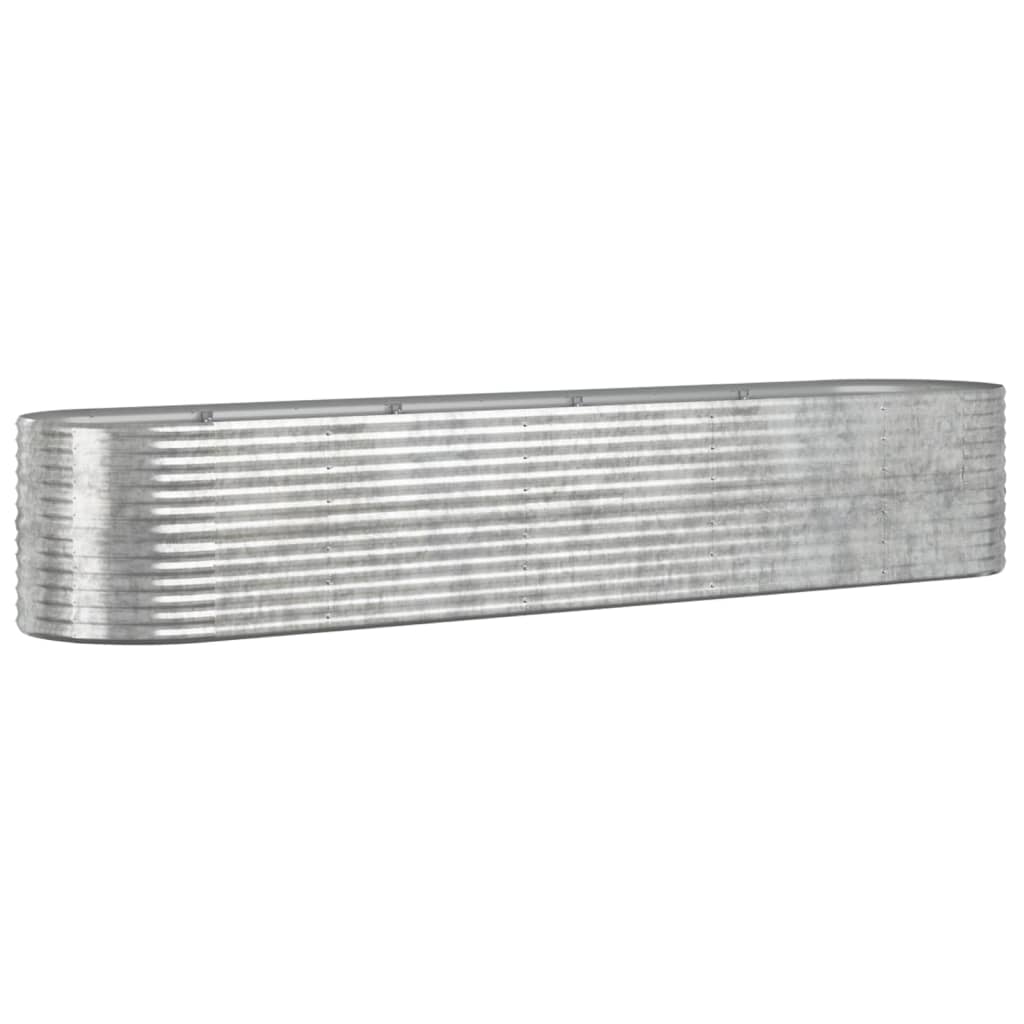 vidaXL Plantekasse pulverlakkert stål 368x80x68 cm sølv