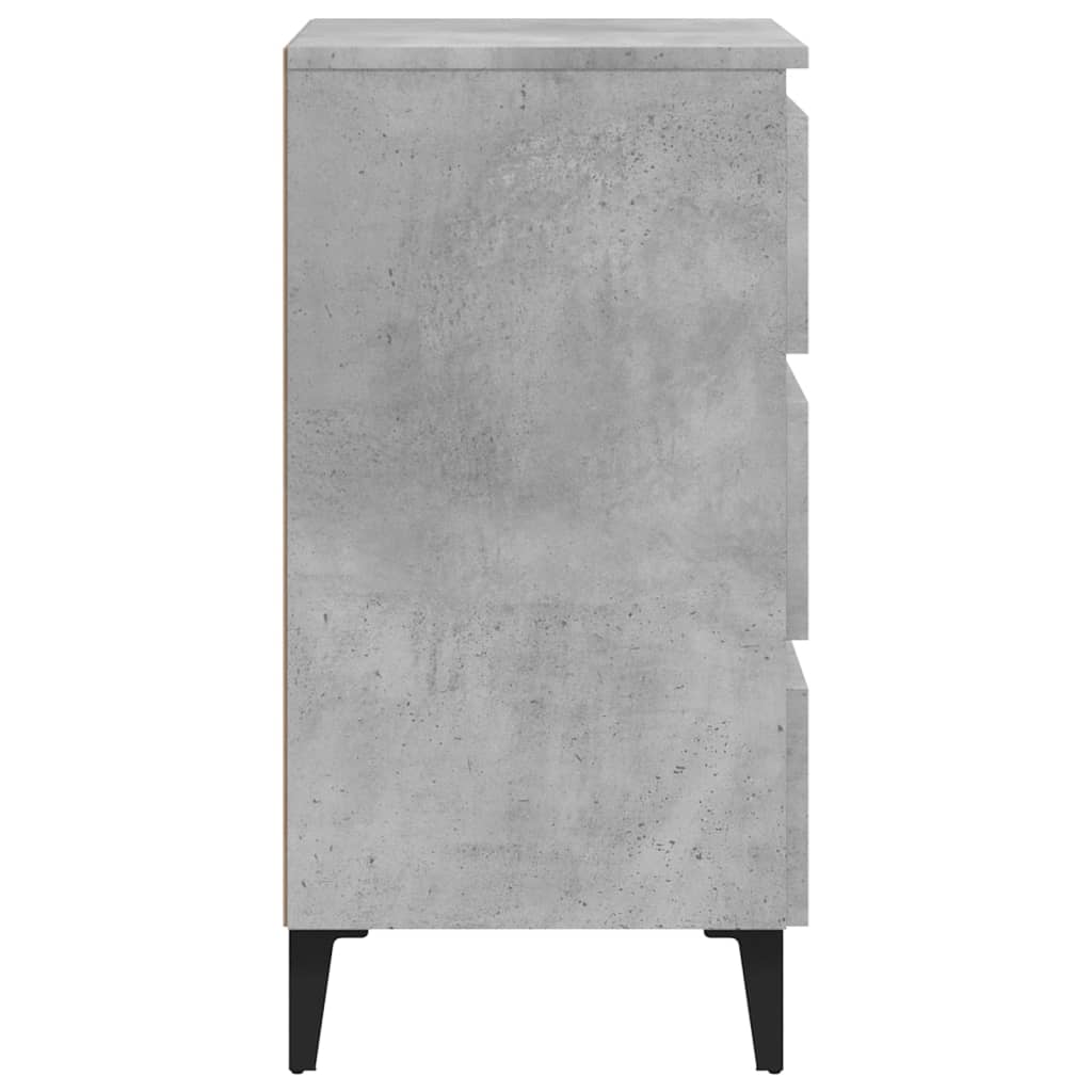 vidaXL Nattbord med metallben 2 stk betonggrå 40x35x69 cm