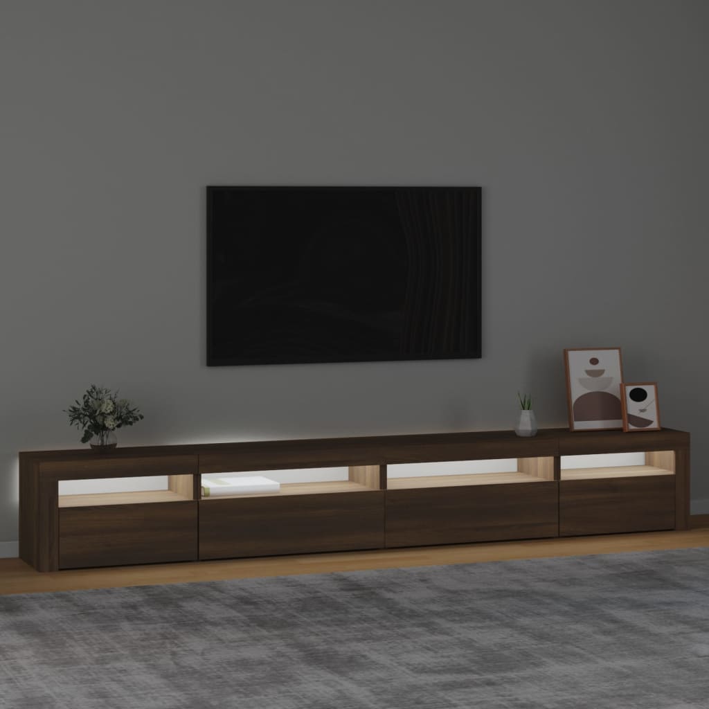 vidaXL TV-benk med LED-lys brun eik 270x35x40 cm
