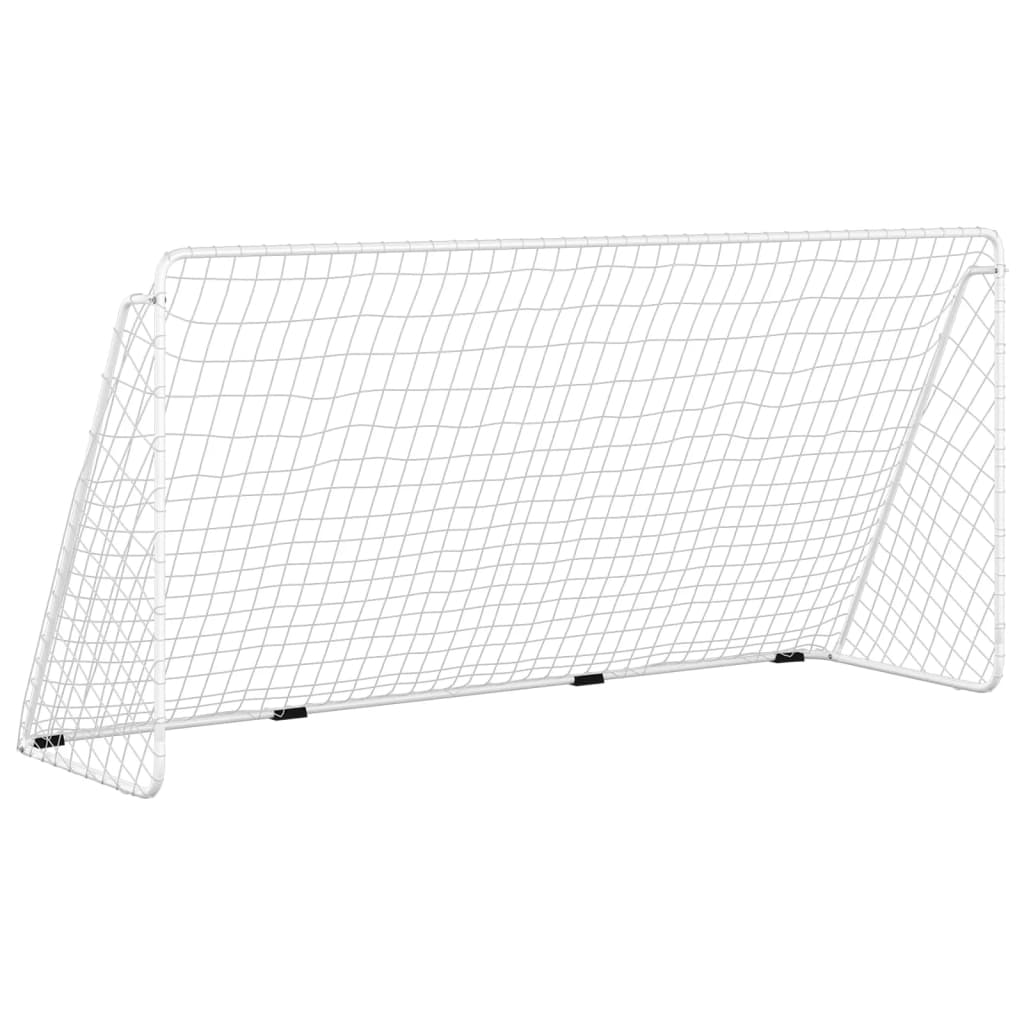 vidaXL Fotballmål med nett hvit 366x122x182 cm stål