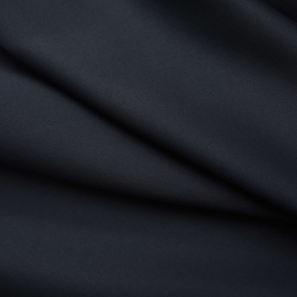 vidaXL Lystette gardiner med kroker 2 stk svart 140x245 cm