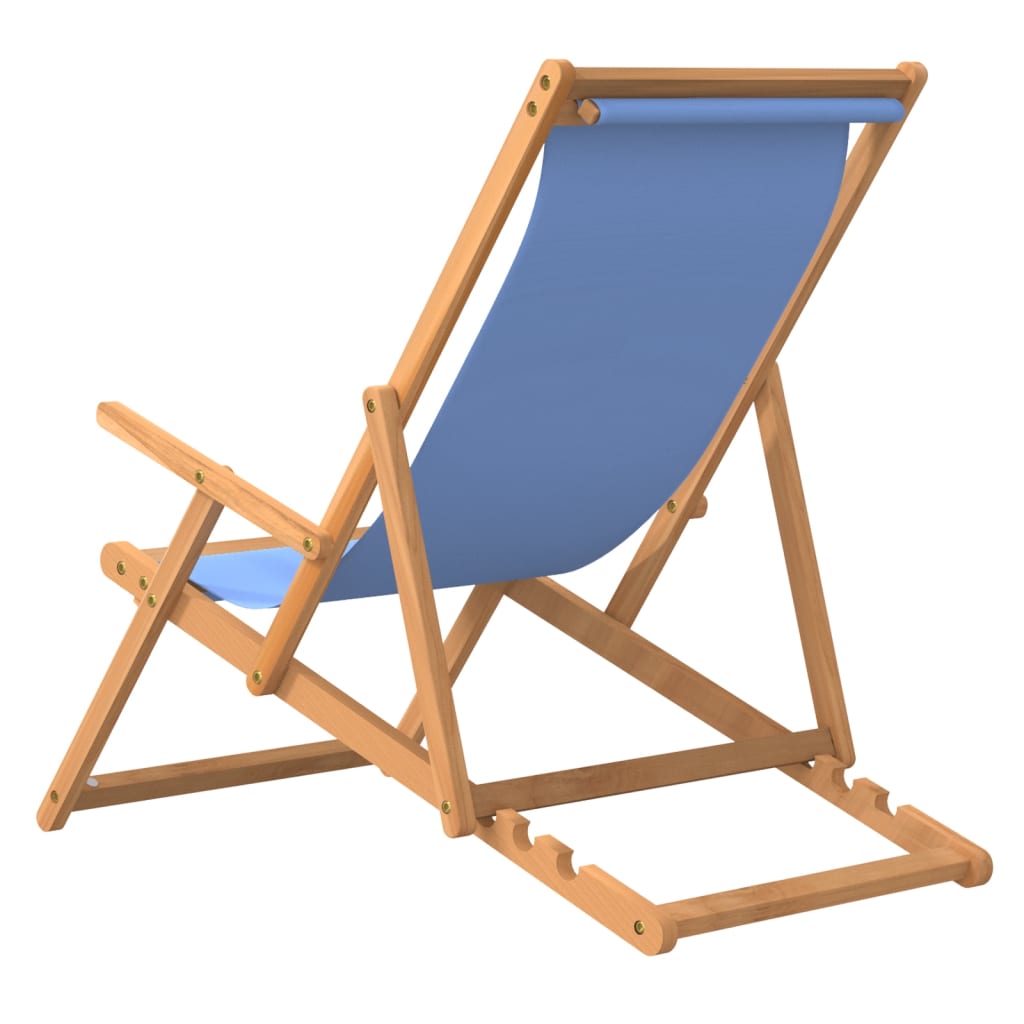 vidaXL Sammenleggbar strandstol heltre teak blå