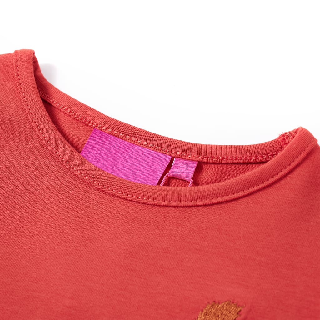 T-skjorte for barn med lange ermer brent rød 92