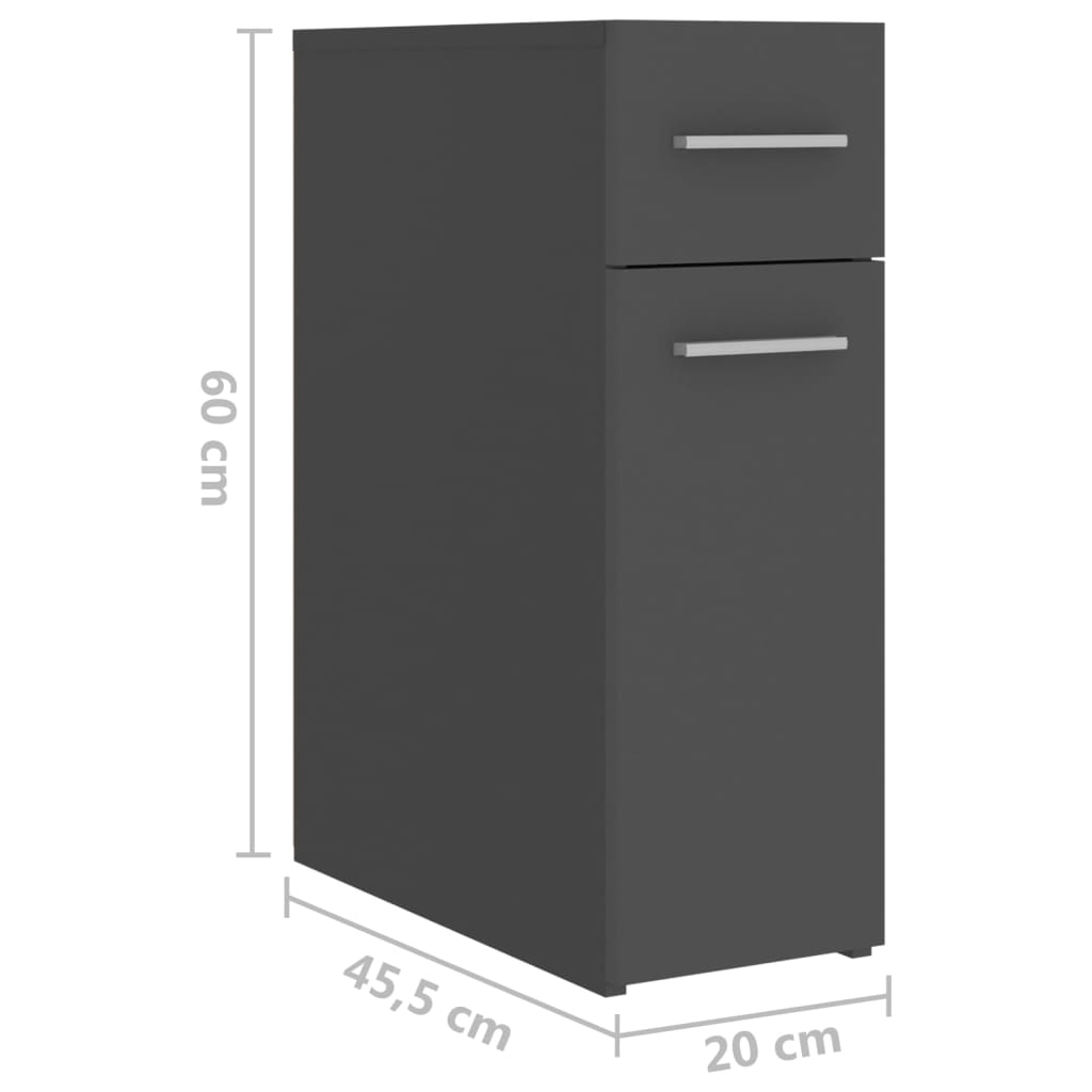 vidaXL Apotekskap grå 20x45,5x60 cm sponplater