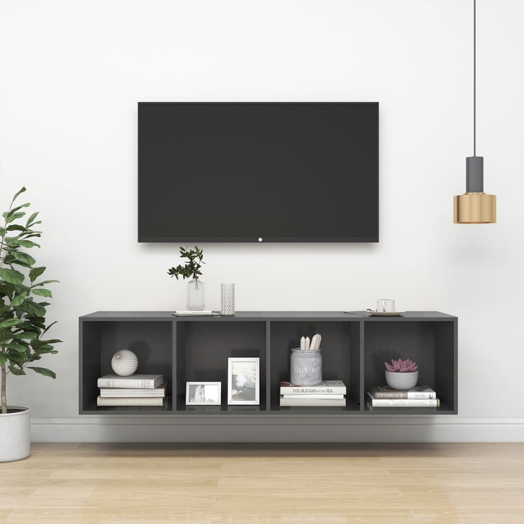 vidaXL Vegghengt TV-benk grå 37x37x142,5 cm sponplate