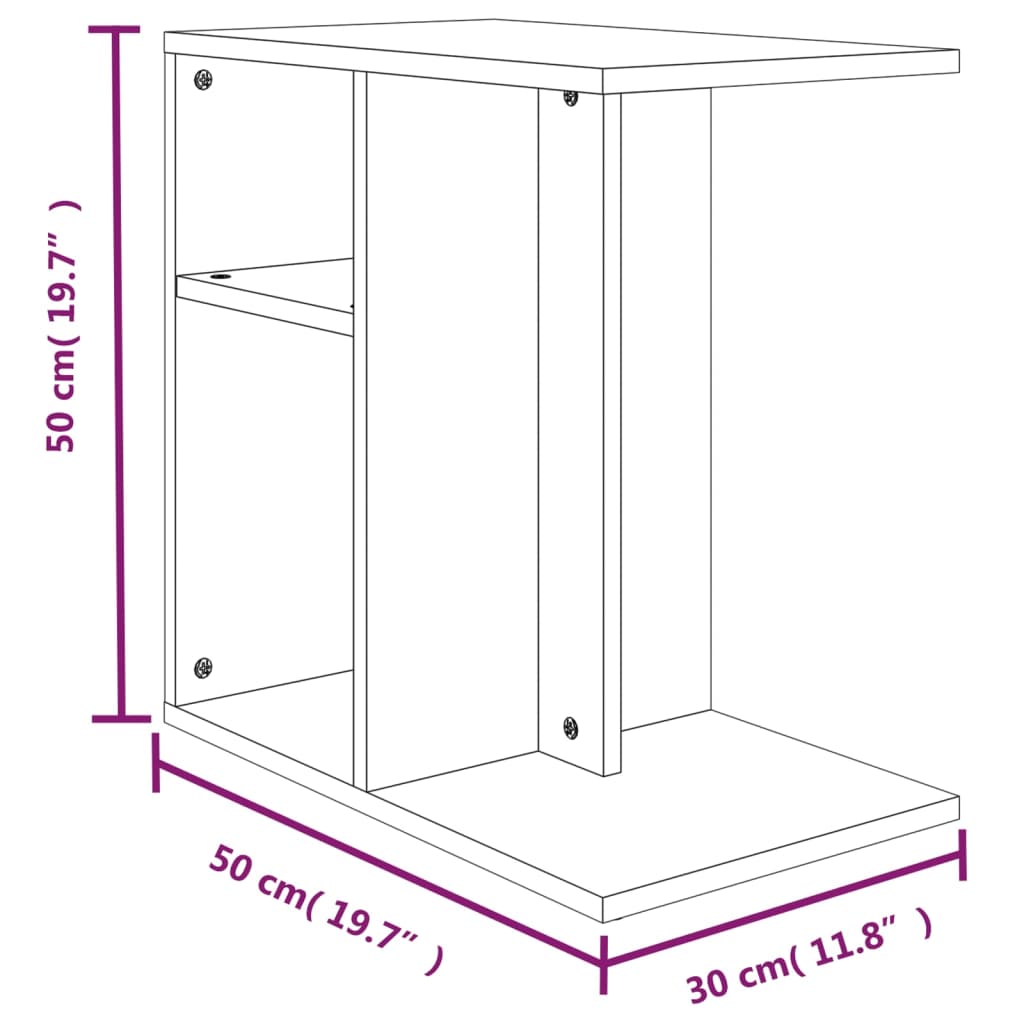 vidaXL Sidebord grå sonoma 50x30x50 cm konstruert tre