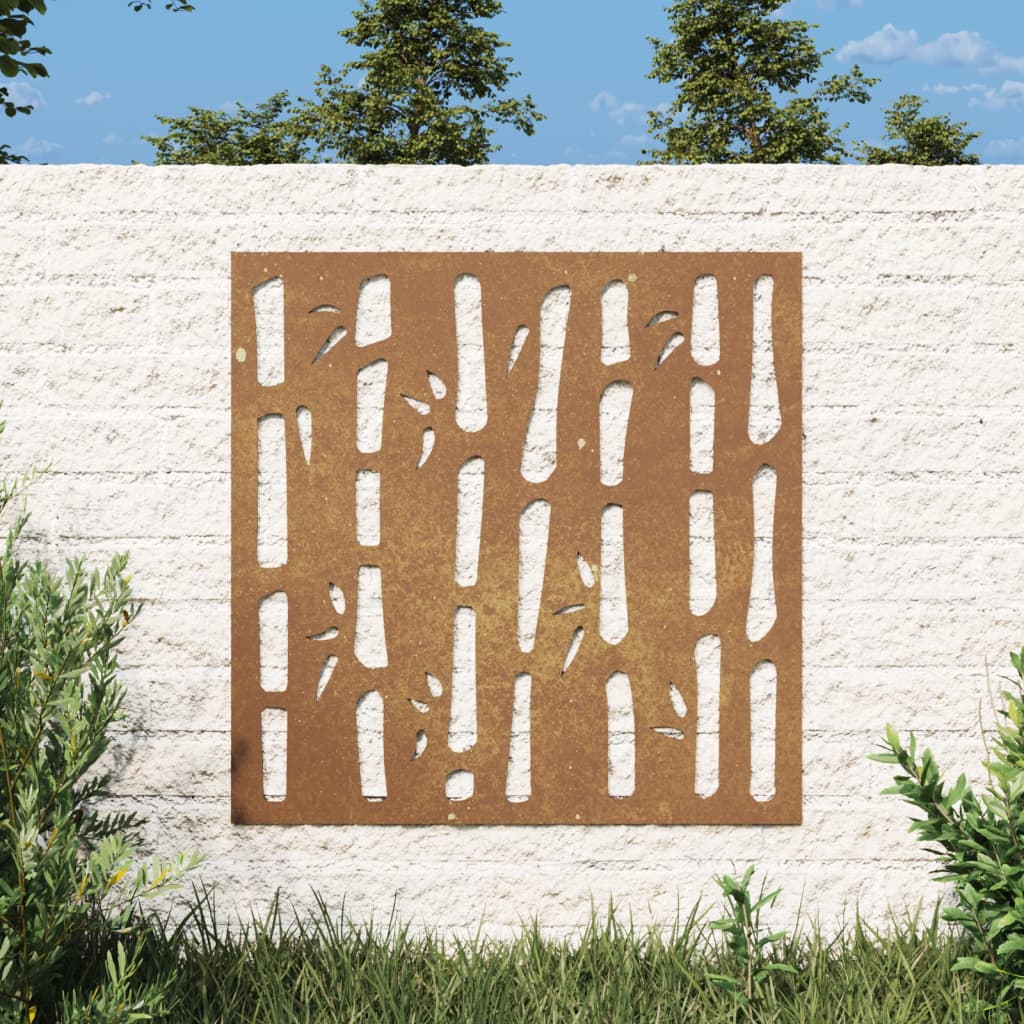 vidaXL Veggdekorasjon til hage 55x55 cm cortenstål bambusdesign