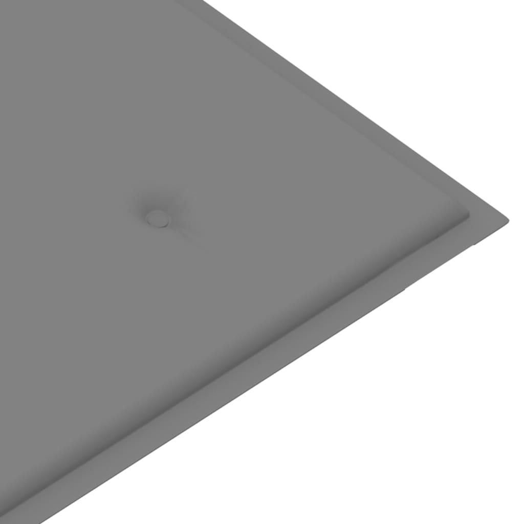 vidaXL Hagebenk med grå pute 112 cm heltre teak