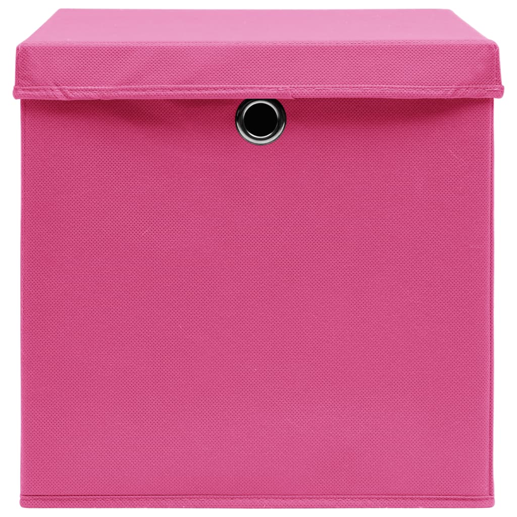 vidaXL Oppbevaringsbokser med deksler 4 stk 28x28x28 cm rosa