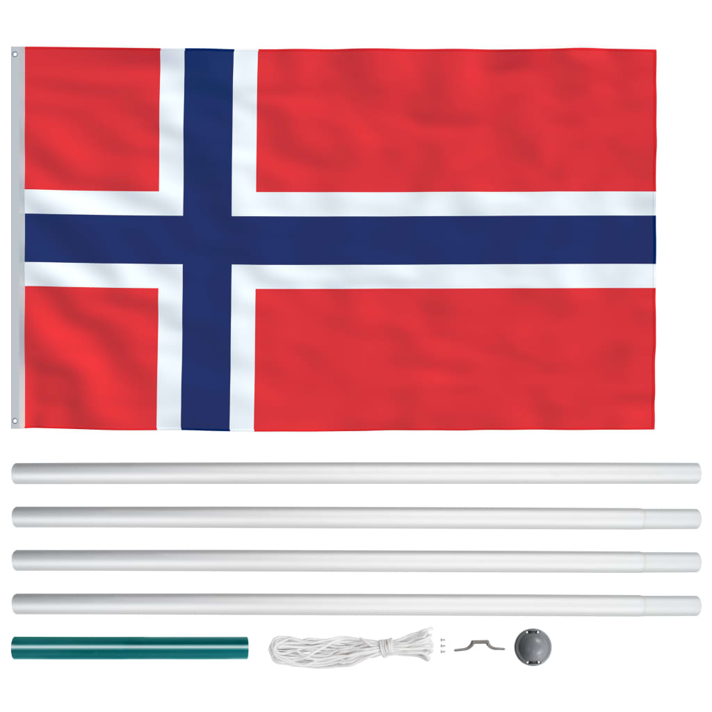 vidaXL Norsk flagg og stang aluminium 6,2 m