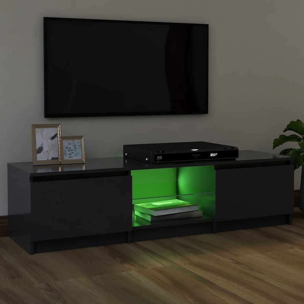 vidaXL TV-benk med LED-lys grå 120x30x35,5 cm