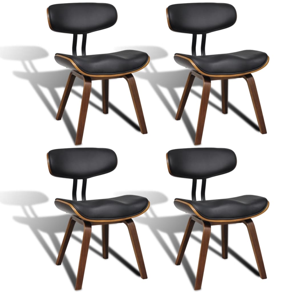 vidaXL Spisestoler 4 stk bøyd tre og kunstig skinn