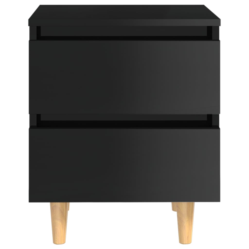 vidaXL Nattbord og furuben 2 stk høyglans svart 40x35x50 cm