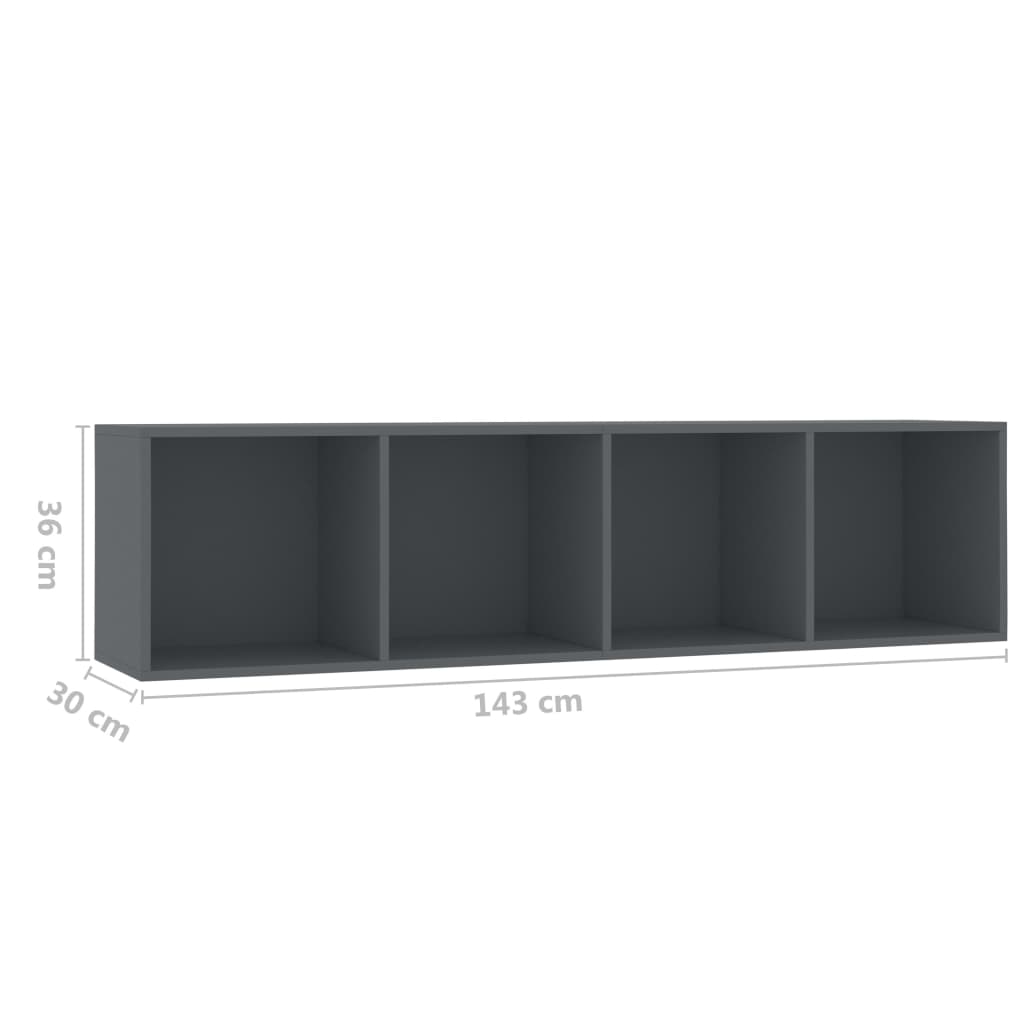 vidaXL Bokhylle/TV-benk grå 143x30x36 cm