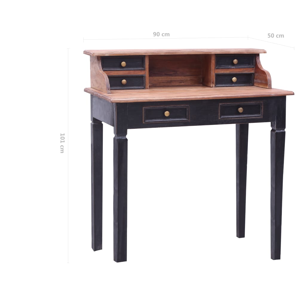 vidaXL Skrivebord med skuffer 90x50x101 cm gjenvunnet heltre