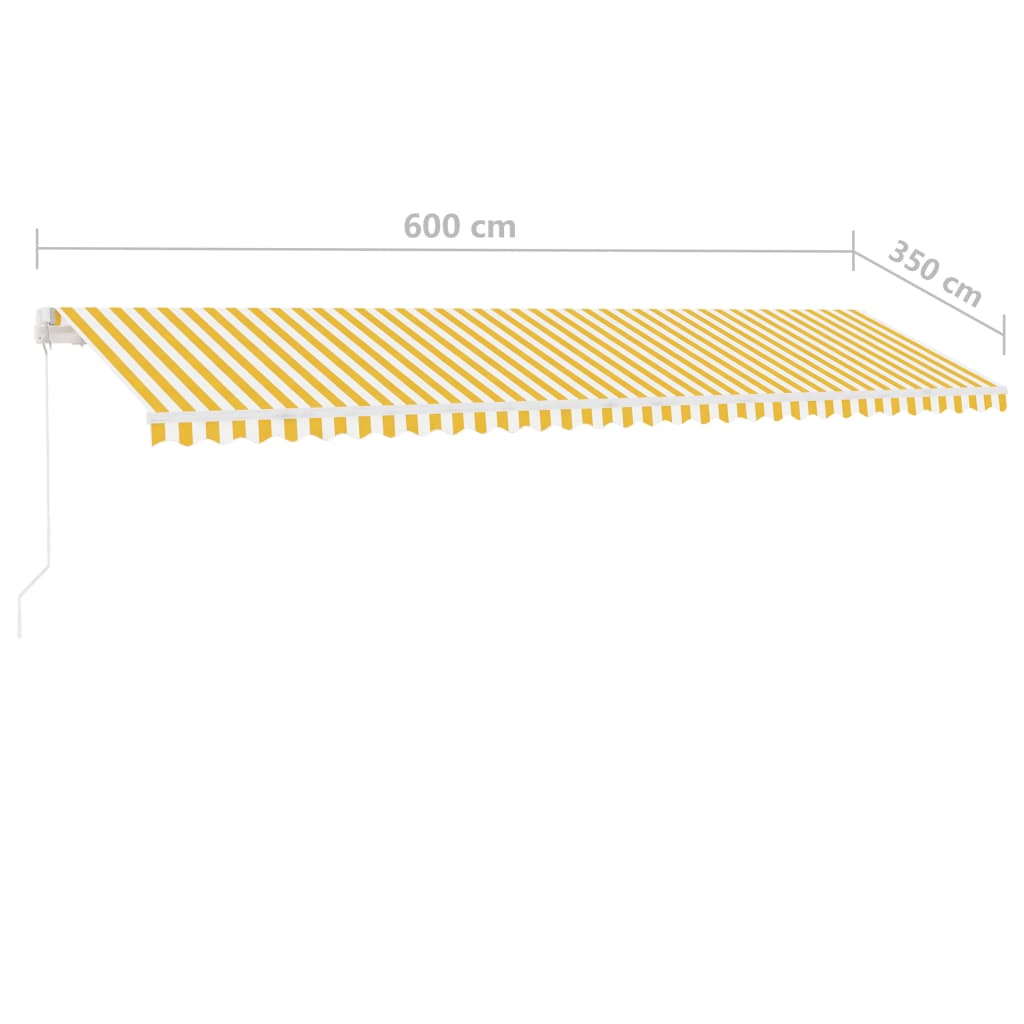 vidaXL Frittstående manuell uttrekkbar markise 600x350 cm gul og hvit