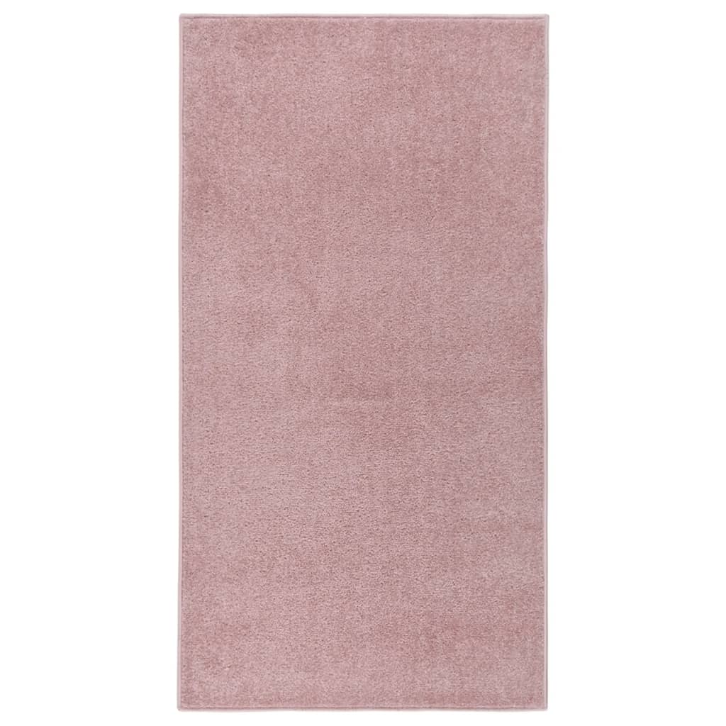 vidaXL Teppe med kort luv 80x150 cm rosa