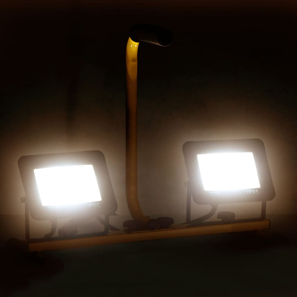 vidaXL LED-flomlys med håndtak 2x30 W varmhvit