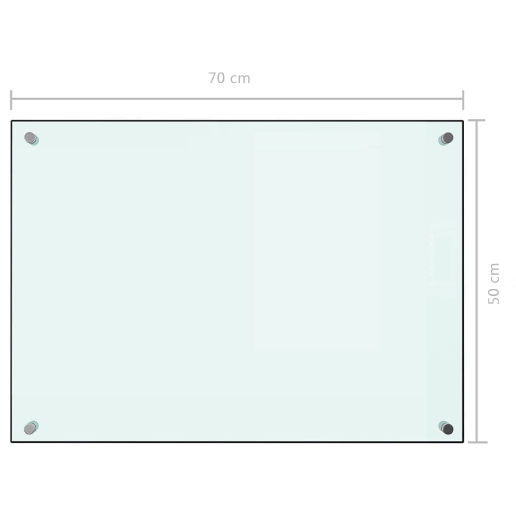 vidaXL Kjøkkenplate hvit 70x50 cm herdet glass