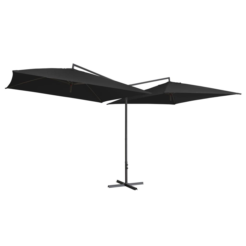 vidaXL Dobbel parasoll med stålstang 250x250 cm svart