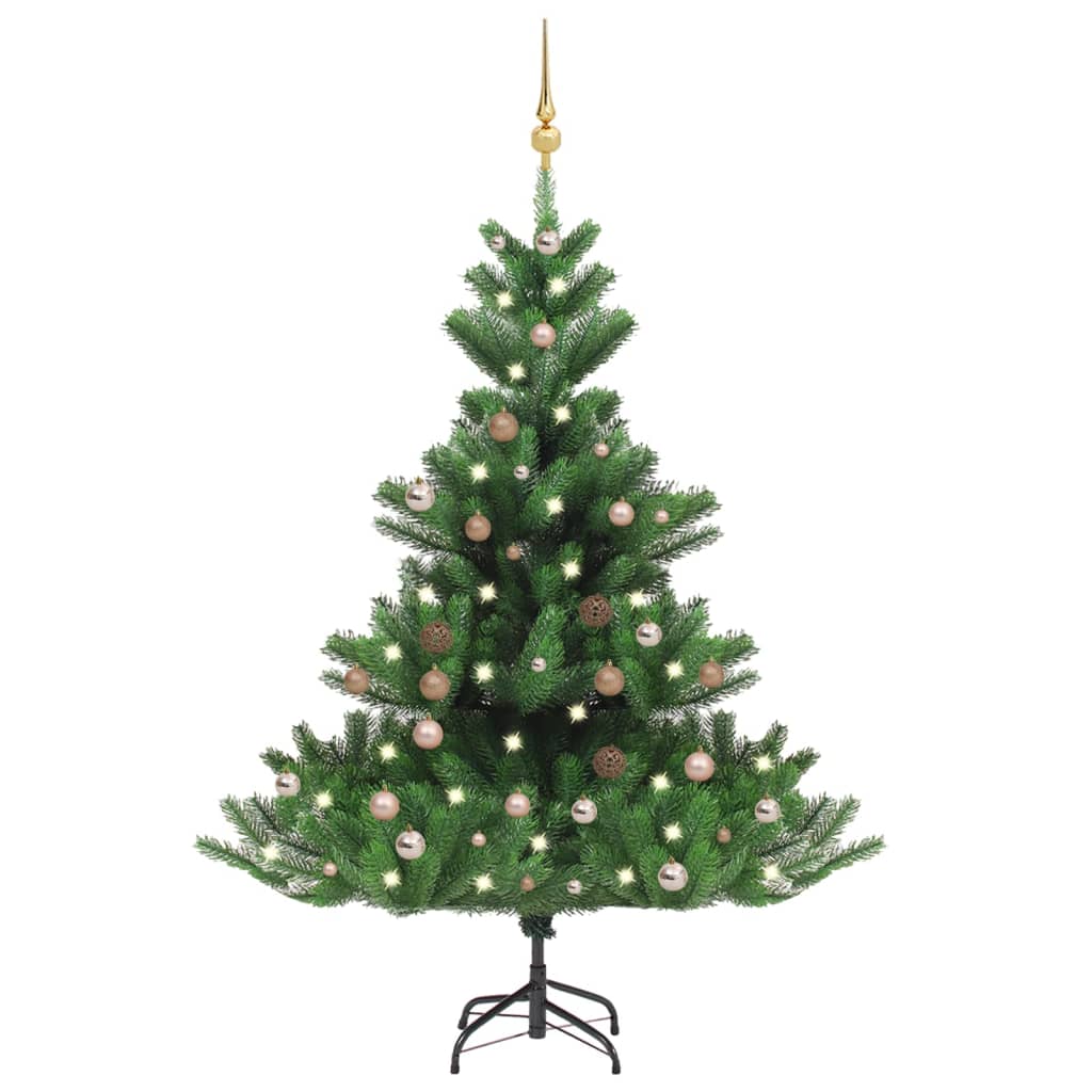 vidaXL Nordmann kunstig juletre med LED og kulesett gran grønn 180 cm