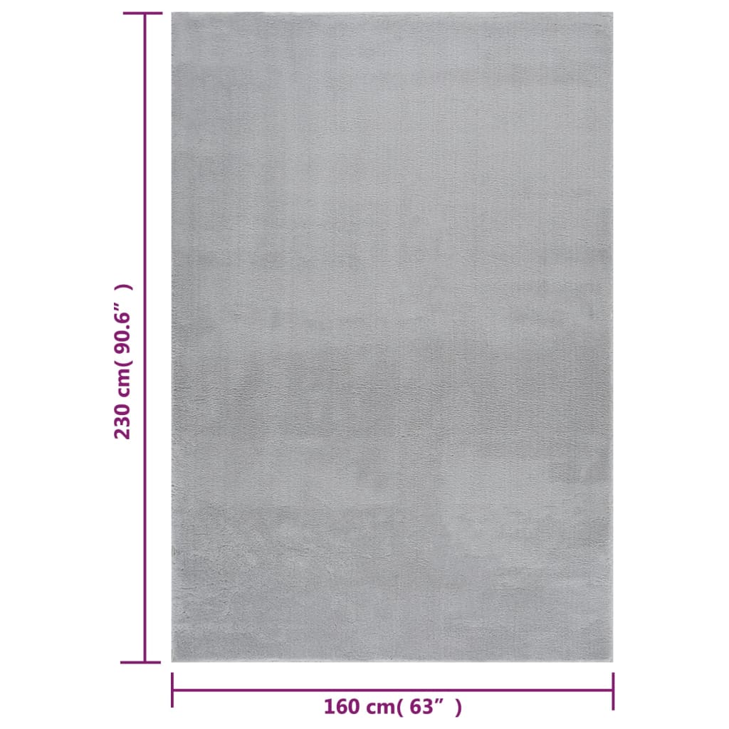 vidaXL Vaskbart teppe mykt kort lugg 160x230 cm sklisikkert grå