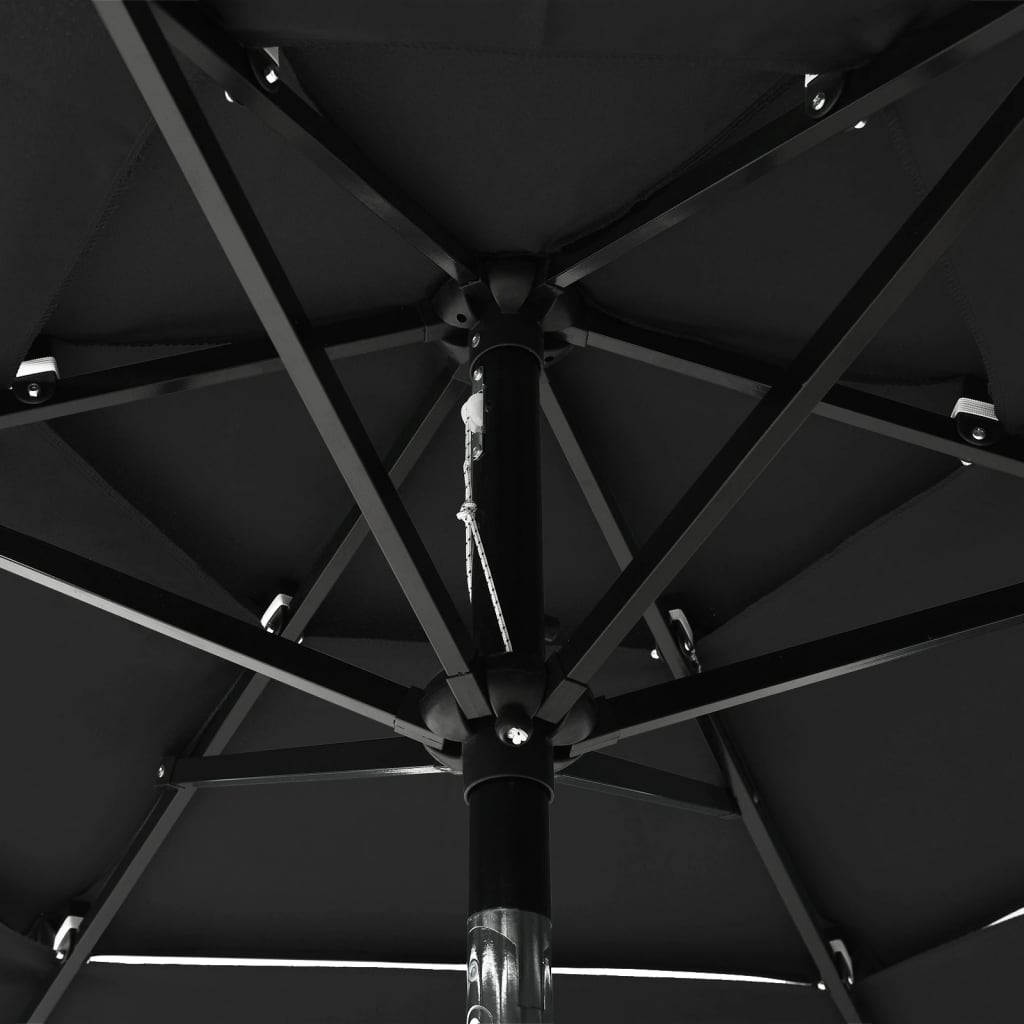 vidaXL Parasoll med aluminiumsstang 3 nivåer 2 m svart