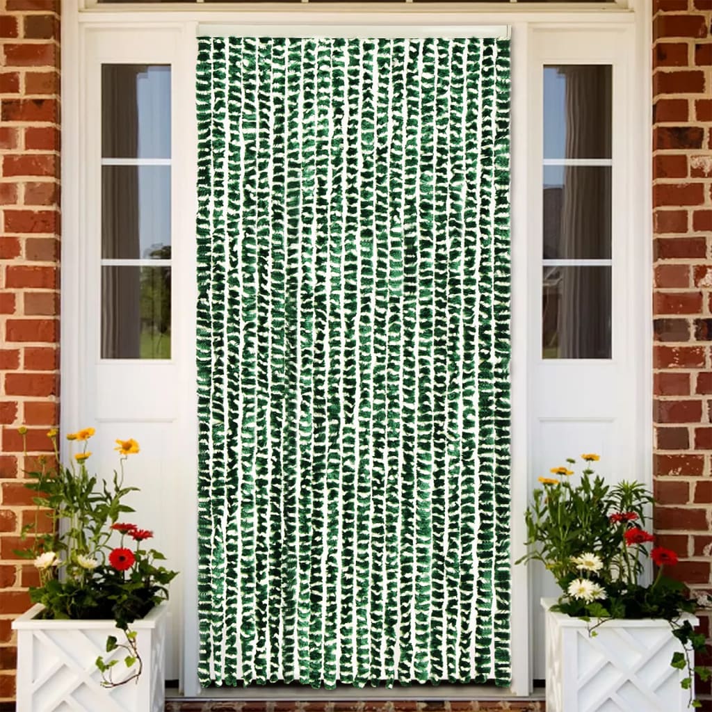 vidaXL Fluegardin grønn og hvit 56x200 cm chenille