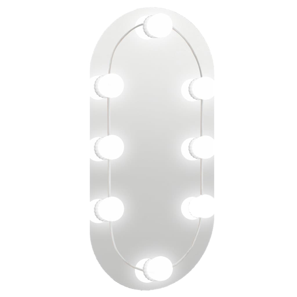 vidaXL Speil med LED-lys 40x20 cm glass oval