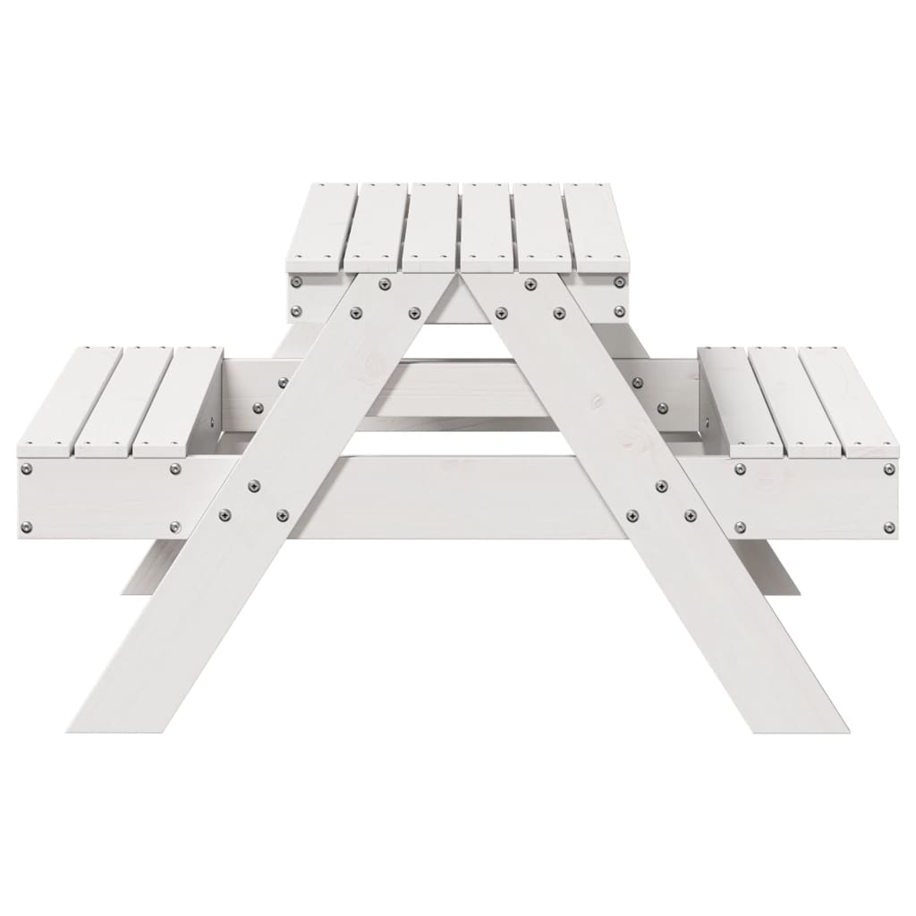 vidaXL Piknikbord for barn hvit 88x97x52 cm heltre furu