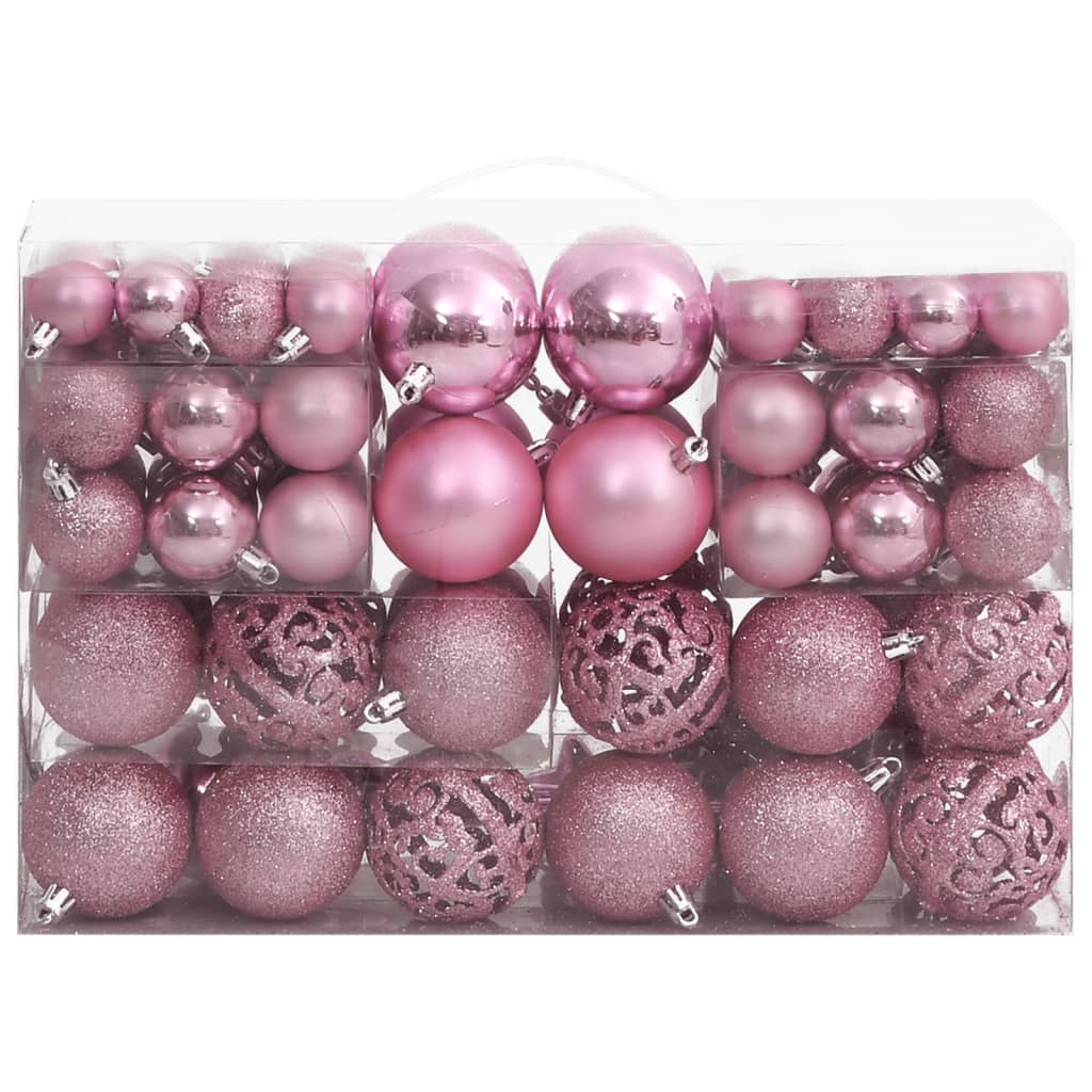 vidaXL Julekulesett 111 deler rosa polystyren
