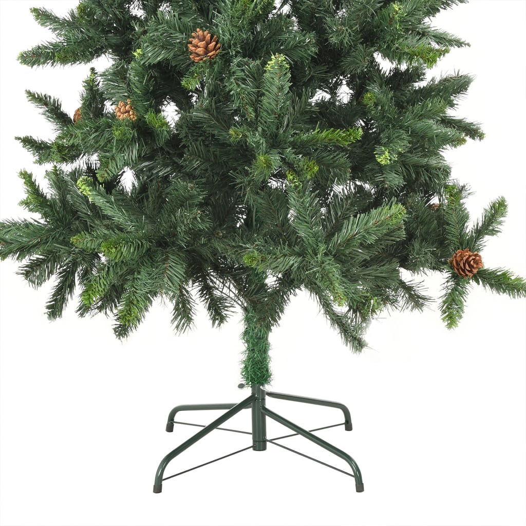 vidaXL Forhåndsbelyst kunstig juletre med kongler grønn 180 cm