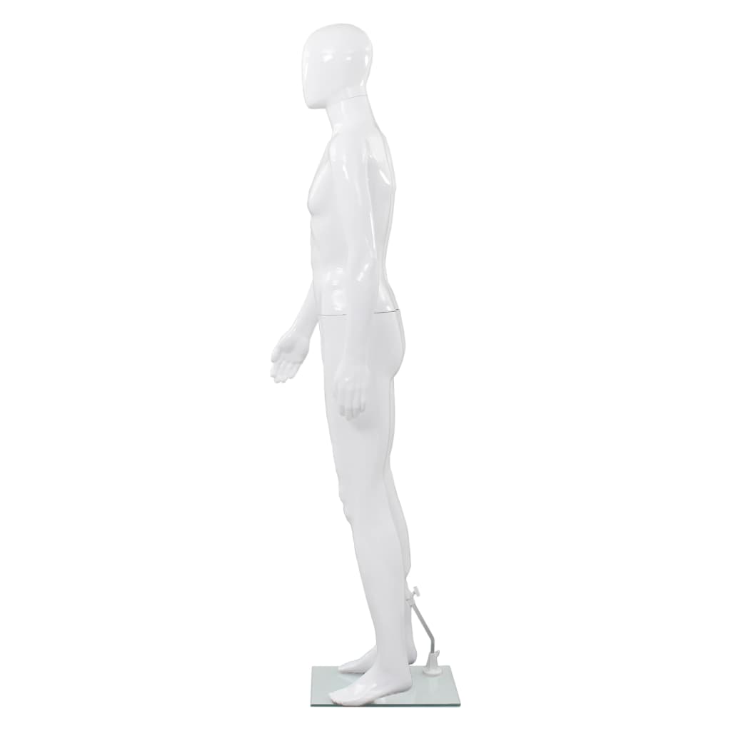 vidaXL Full-body mannlig utstillingsdukke med glass base hvit 185 cm
