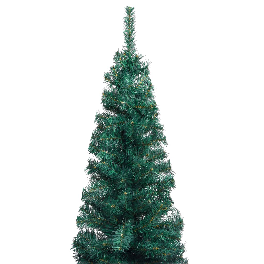 vidaXL Forhåndsbelyst kunstig juletre med stativer grønn 210 cm PVC