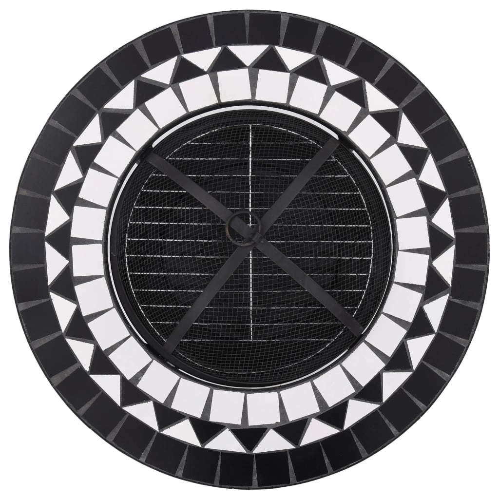 vidaXL Bålfatbord mosaikk svart og hvit 68 cm keramikk