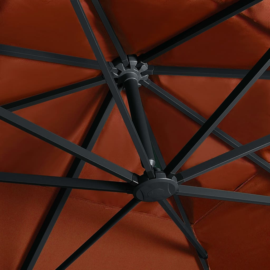 vidaXL Utendørs parasoll med LED-lys terrakotta 400x300 cm