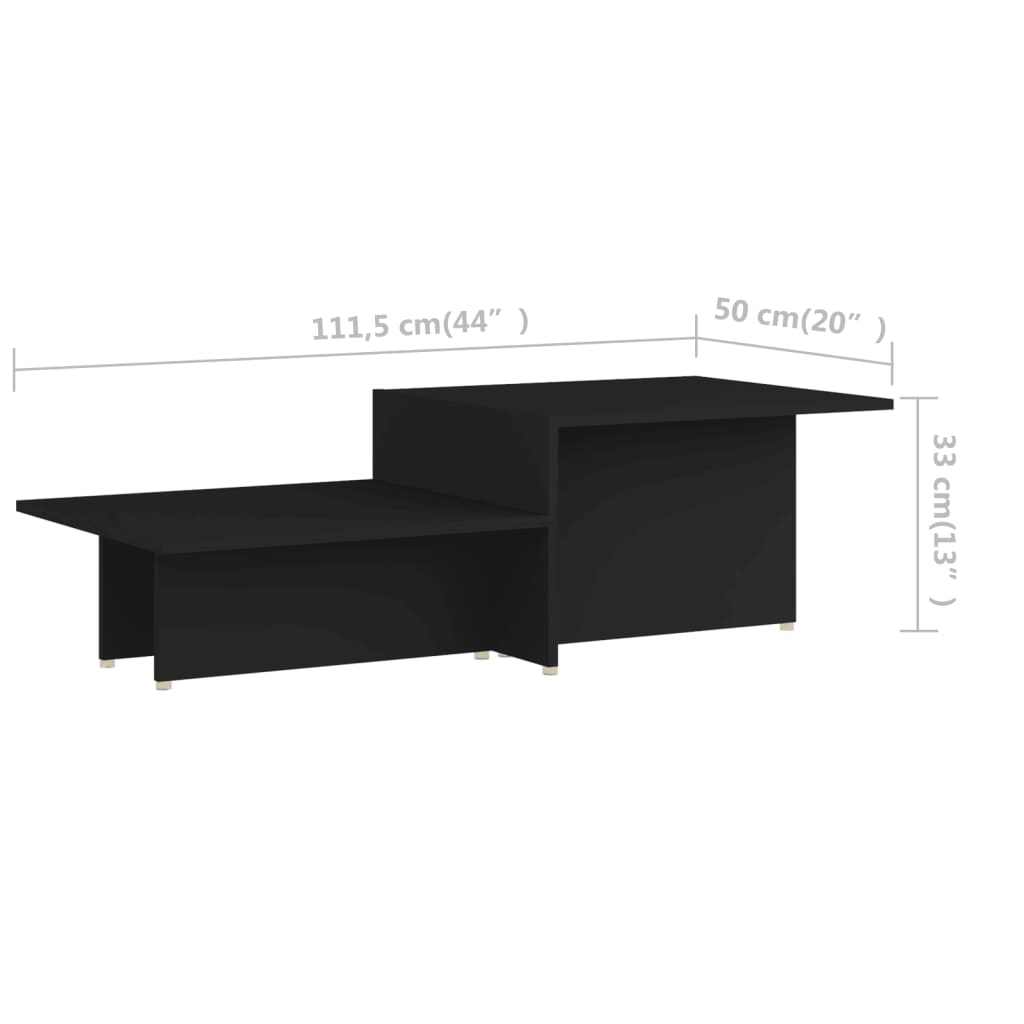 vidaXL Salongbord svart 111,5x50x33 cm konstruert tre