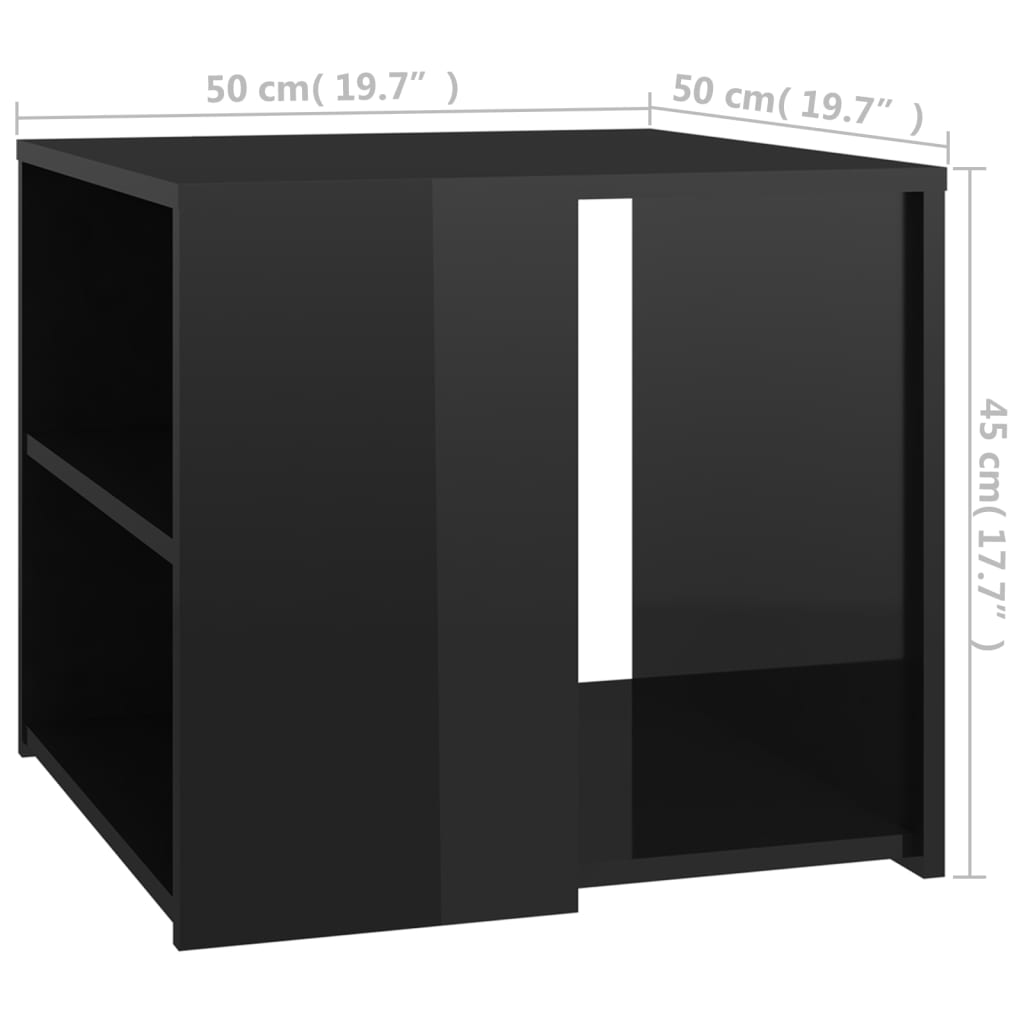 vidaXL Sidebord høyglans svart 50x50x45 cm sponplate
